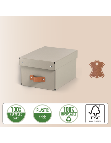 PACK 2 CAJAS DE ALMACENAMIENTO CARTÓN PEQUEÑA COLOR BEIGE LEITZ 61470012