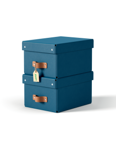 PACK 2 CAJAS DE ALMACENAMIENTO CARTÓN PEQUEÑA COLOR AZUL...