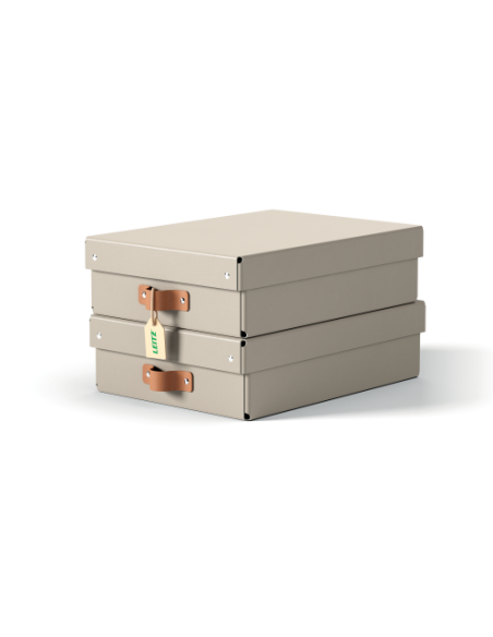 PACK 2 CAJAS DE ALMACENAMIENTO CARTÓN MEDIANA BAJA COLOR BEIGE LEITZ 61480012