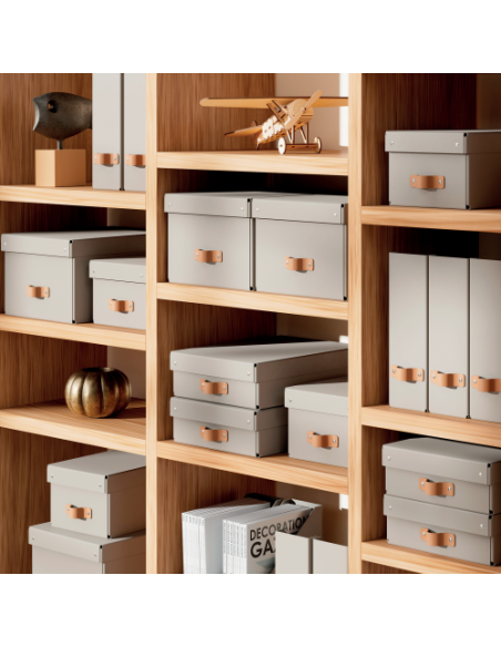 PACK 2 CAJAS DE ALMACENAMIENTO CARTÓN MEDIANA BAJA COLOR BEIGE LEITZ 61480012