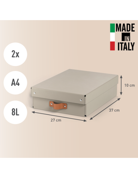 PACK 2 CAJAS DE ALMACENAMIENTO CARTÓN MEDIANA BAJA COLOR BEIGE LEITZ 61480012