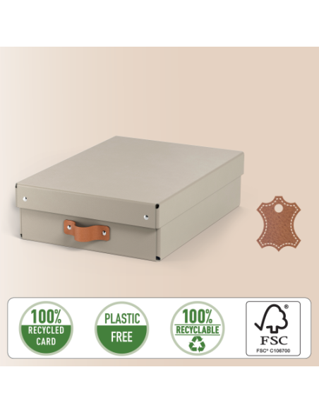 PACK 2 CAJAS DE ALMACENAMIENTO CARTÓN MEDIANA BAJA COLOR BEIGE LEITZ 61480012