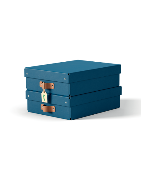 PACK 2 CAJAS DE ALMACENAMIENTO CARTÓN MEDIANA BAJA COLOR AZUL LEITZ 61480068