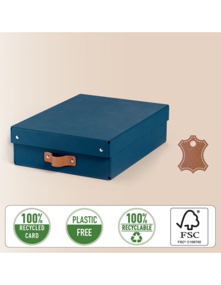 PACK 2 CAJAS DE ALMACENAMIENTO CARTÓN MEDIANA BAJA COLOR AZUL LEITZ 61480068