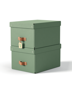 PACK 2 CAJAS DE ALMACENAMIENTO CARTÓN MEDIANA COLOR VERDE...