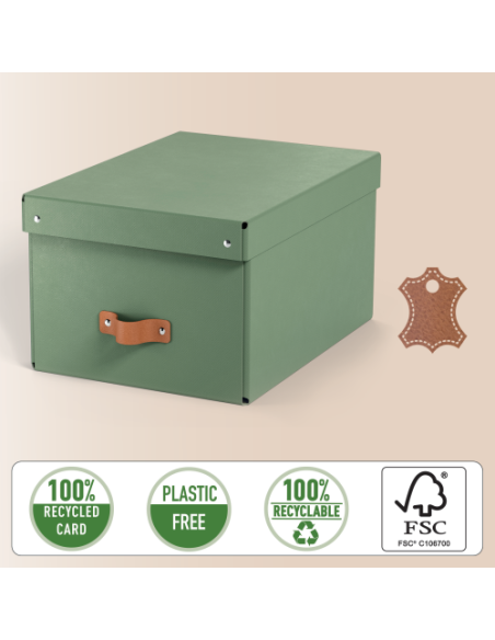 PACK 2 CAJAS DE ALMACENAMIENTO CARTÓN MEDIANA COLOR VERDE LEITZ 61490050