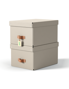 PACK 2 CAJAS DE ALMACENAMIENTO CARTÓN MEDIANA COLOR BEIGE...