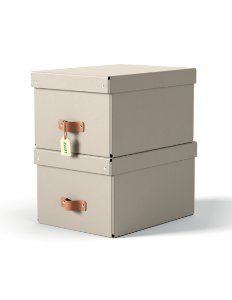 PACK 2 CAJAS DE ALMACENAMIENTO CARTÓN MEDIANA COLOR BEIGE LEITZ 61490012