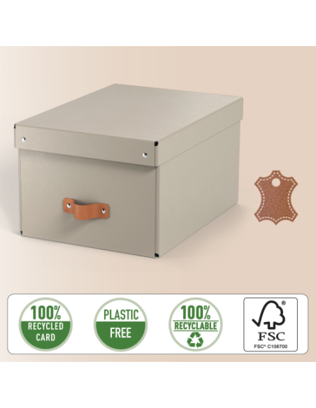 PACK 2 CAJAS DE ALMACENAMIENTO CARTÓN MEDIANA COLOR BEIGE LEITZ 61490012