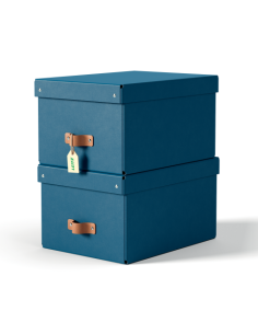 PACK 2 CAJAS DE ALMACENAMIENTO CARTÓN MEDIANA COLOR AZUL...