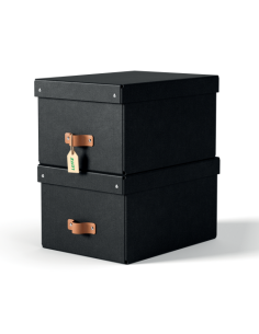 PACK 2 CAJAS DE ALMACENAMIENTO CARTÓN MEDIANA COLOR NEGRO...