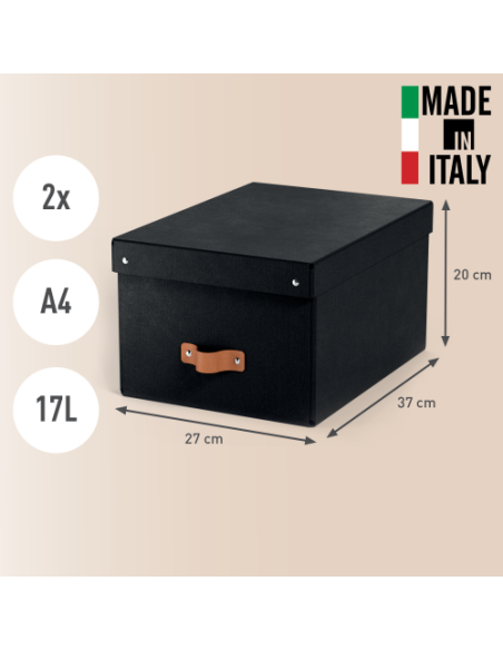 PACK 2 CAJAS DE ALMACENAMIENTO CARTÓN MEDIANA COLOR NEGRO LEITZ 61490095
