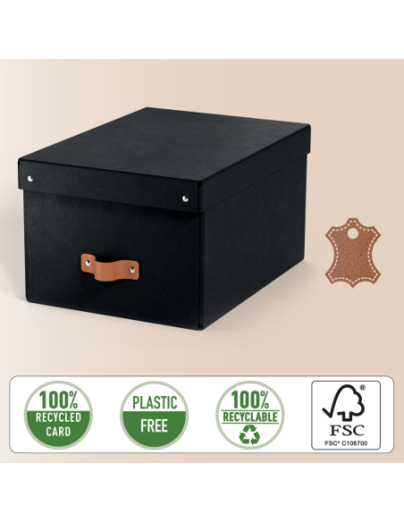 PACK 2 CAJAS DE ALMACENAMIENTO CARTÓN MEDIANA COLOR NEGRO LEITZ 61490095