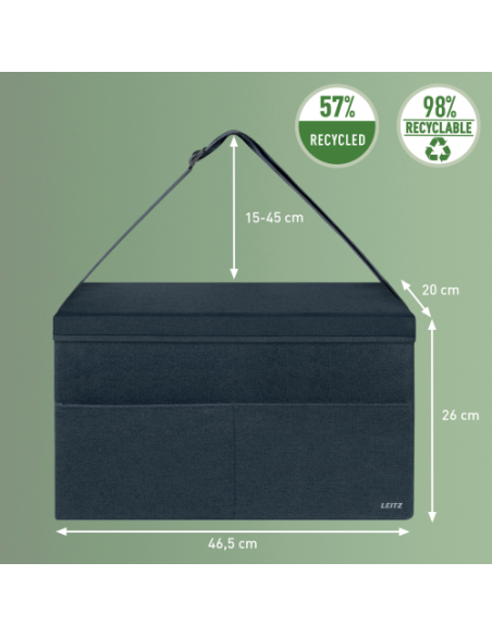 BOLSA DE TRABAJO PARA HOT DESKING DE TELA CON TAPA, COLOR GRIS LEITZ 67230089