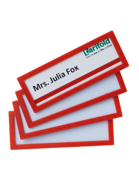 PACK DE 4 MARCOS IDENTIFICACIÓN ADHESIVO COLORES 120X45MM ROJO TARIFOLD 194863