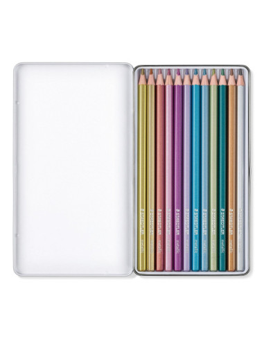 ESTUCHE METALICO CON 12 LAPICES DE COLORES...