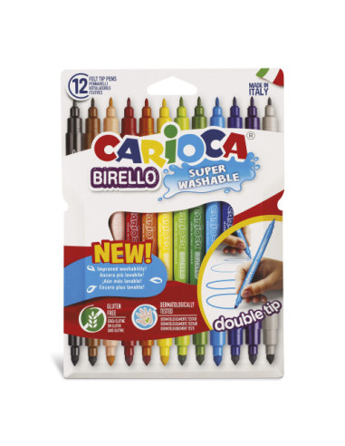 CAJA 12 ROTULADORES COLORES DOBLE PUNTA BIRELLO...