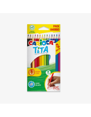 CAJA 12+2 LAPICES COLORES SURTIDOS RESINA TITA...