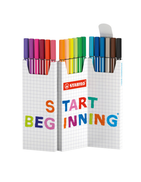 ESTUCHE CARTON ZIG-ZAG ROTULADORES PUNTA FIBRA MEDIA 1MM. PEN 68 CON 18 UNIDADES COLORES SURTIDOS STABILO 6818-8