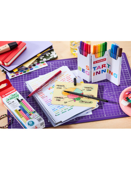 ESTUCHE CARTON ZIG-ZAG ROTULADORES PUNTA FIBRA MEDIA 1MM. PEN 68 CON 18 UNIDADES COLORES SURTIDOS STABILO 6818-8