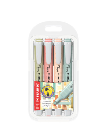 ESTUCHE PLASTICO SWING COOL NATURE 4 UNIDADES SURTIDAS TRAZO 1/4MM. STABILO 275/4-09