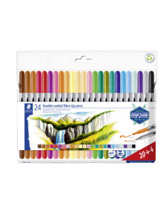 ESTUCHE CARTÓN CON 12 ROTULADORES DOBLE PUNTA COLORES...