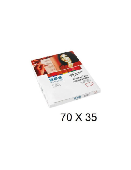 CAJA 100 HOJAS ETIQUETAS ADHESIVAS ILC BLANCA 70X35 FABRISA 15303