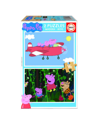 PUZZLE MADERA PEPA PIG 2X16 PIEZAS  EDUCA...