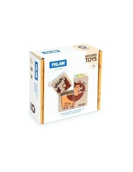 JUGUETE EDUCATIVO DE MADERA, ROMPECABEZAS DE CUBOS WILD SAFARI MILAN 660530