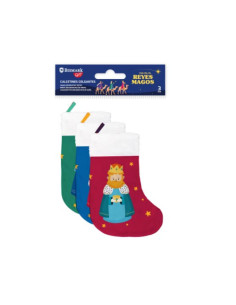PACK 3 CALCETINES DECORATIVOS REYES MAGOS (VERDE/ROJO Y...