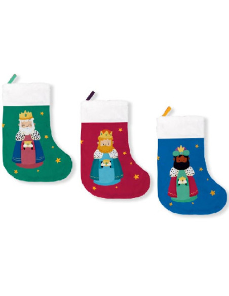 PACK 3 CALCETINES DECORATIVOS REYES MAGOS (VERDE/ROJO Y AZUL) BISMARK 332889