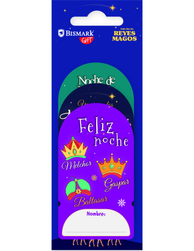 PACK 6 ETIQUETAS ADHESIVAS REYES MAGOS (6X16,5...