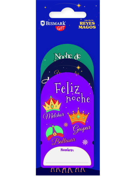 PACK 6 ETIQUETAS ADHESIVAS REYES MAGOS (6X16,5 CM) BISMARK 333589
