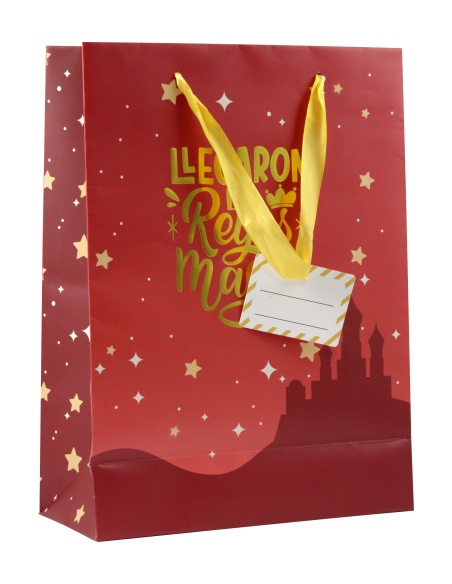 BOLSA PAPEL REYES MAGOS S (24X10X32 CM) FOIL CON TARJETA COLGANTE COLORES SURTIDOS BISMARK 333601