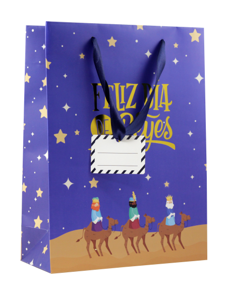 BOLSA PAPEL REYES MAGOS S (24X10X32 CM) FOIL CON TARJETA COLGANTE COLORES SURTIDOS BISMARK 333601