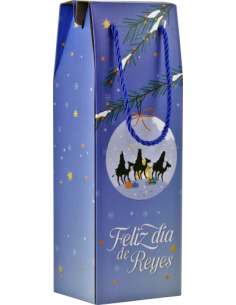 CAJA CON ASA MENSAJES EFECTO MADERA BOTELLERO REYES MAGOS...