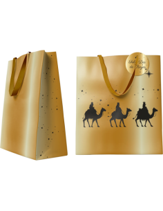 BOLSA DORADA PAPEL REYES MAGOS M (26x12x37 CM) CON...