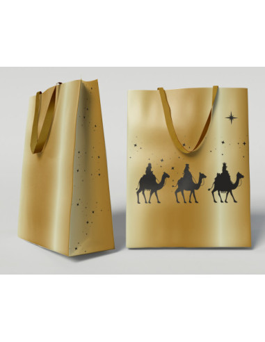 BOLSA DORADA PAPEL REYES MAGOS S (24X10X32 CM)...