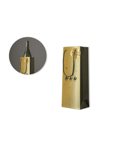 BOLSA BOTELLA DORADA REYES MAGOS (12X33,7X10...