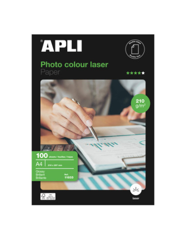PAQUETE 100 HOJAS PAPEL FOTO GLOSS 210G. A4...
