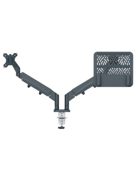 BRAZO DUAL PARA MONITOR Y PORTÁTIL ERGO SPACESAVING COLOR  GRIS OSCURO LEITZ 65380089