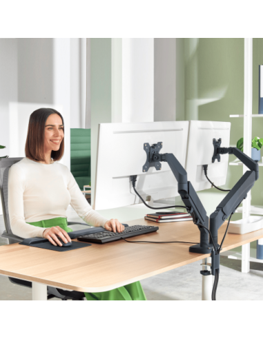 BRAZO PARA MONITOR DUAL ERGO SPACESAVING COLOR...