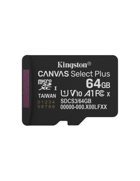 KINGSTON 64GB microSDXC Canvas Select Plus Gen3 100MB/s A1 Card + Adapter