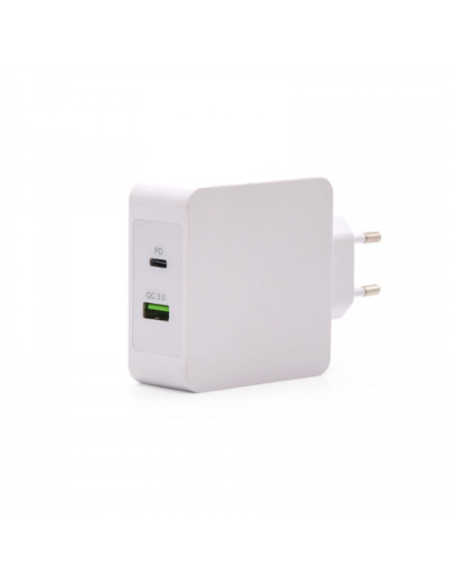TOOQ CARGADOR DE PARED 1 X USB-C POWER DELIVERY + 1 X USB -A QUICK CHARGE 3.0. BLANCO (TQWC-2SC03WT)