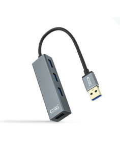 NANOCABLE HUB USB 3.0 CON 4 PUERTO, GRIS, ALUMINIO 10 CM