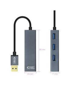 NANOCABLE HUB USB 3.0 CON 4 PUERTO, GRIS, ALUMINIO 10 CM 2
