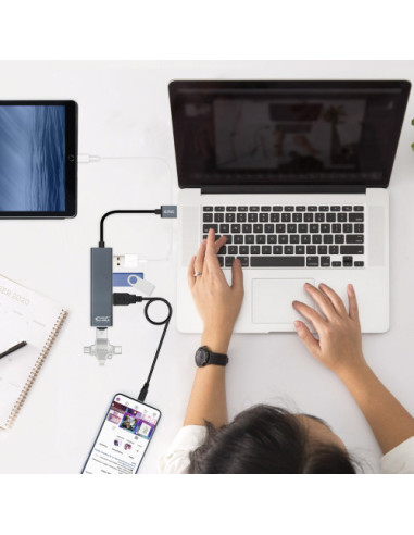NANOCABLE HUB USB 3.0 CON 4 PUERTO, GRIS,...