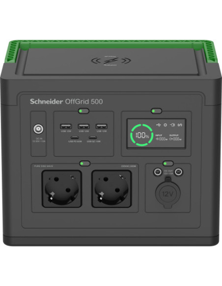 SCHNEIDER OFFGRID PORTABLE POWER STATION 500, 517 WH LITHIUM-ION, 2 SCHUKO, SINEWAVE