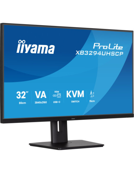 MONITOR IIYAMA, 32 PULGADAS, VA 4K BASE USB-C (95W), CONMUTADOR KVM, PUERTO LAN, COMPATIBILIDAD PIP/PBP