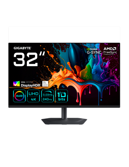 MONITOR GIGABYTE 32" MO32U2,3840X2160 (OLED UHD),0.18PP,1000:0,03MS,165HZ,2HDMI+1DP+3USB3.2+USB TYPE C,ALTAVOCES